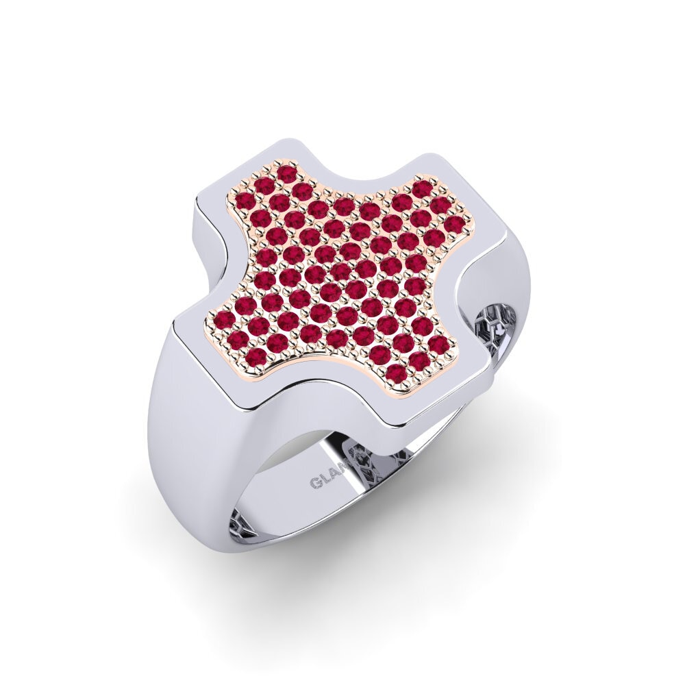 14ct White & Rose Gold Ruby Men's Ring Rinnea
