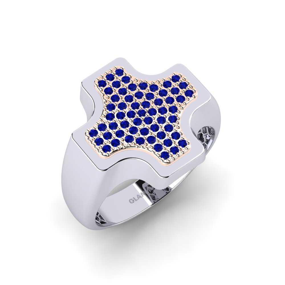 14ct White & Rose Gold Sapphire Men's Ring Rinnea
