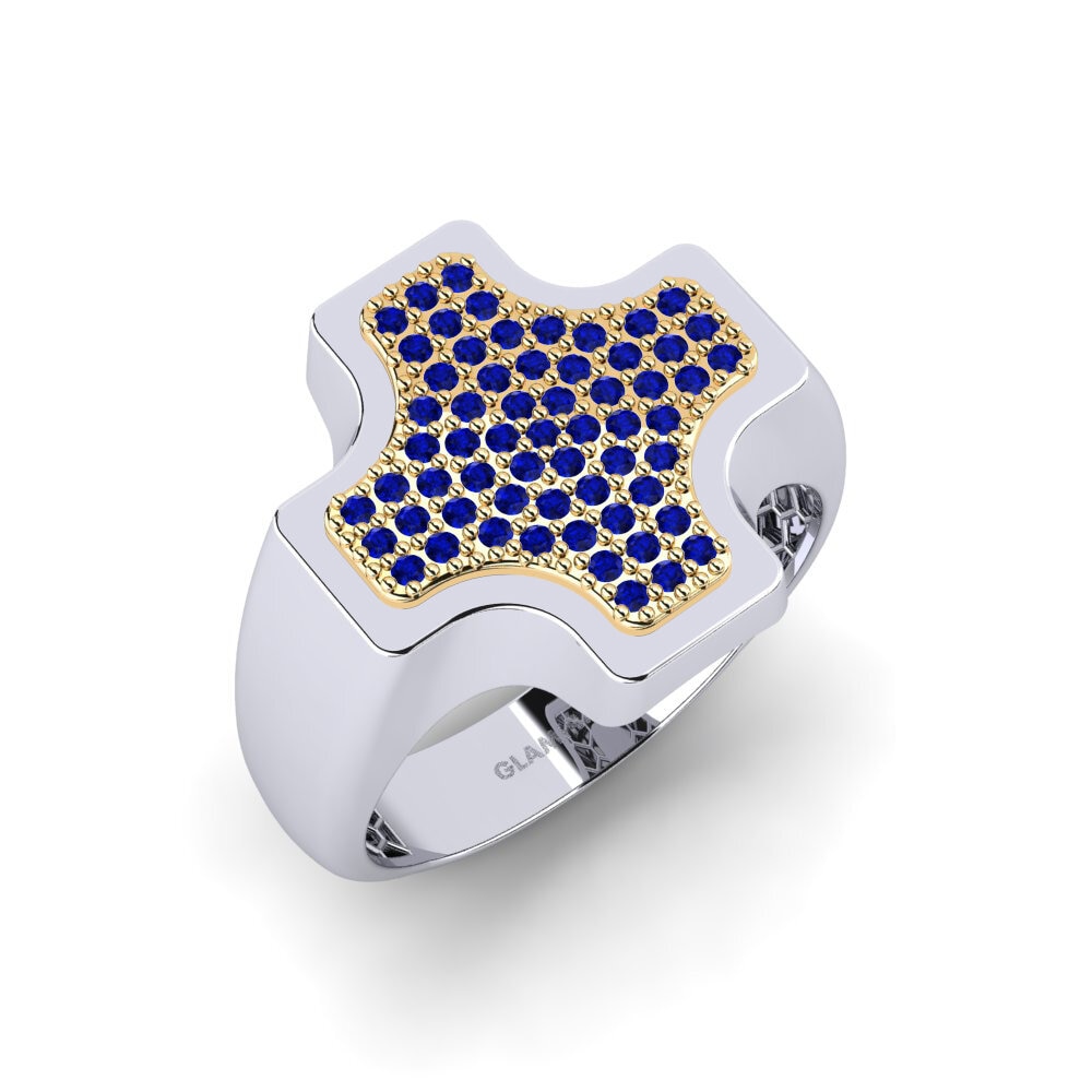 14ct White & Yellow Gold Sapphire Men's Ring Rinnea