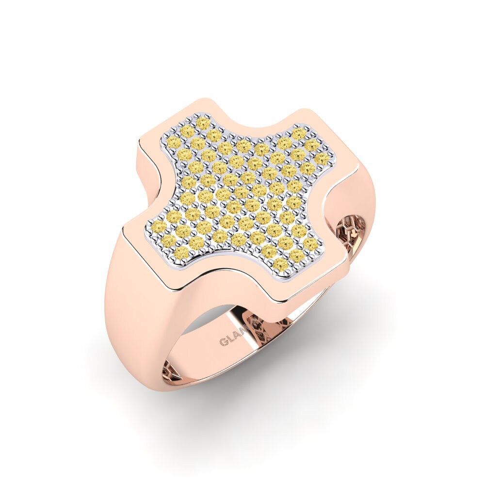 14ct Rose & White Gold Yellow Diamond Men's Ring Rinnea