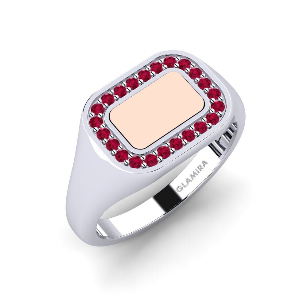 14ct White & Rose Gold Ruby Men's Ring Rockon