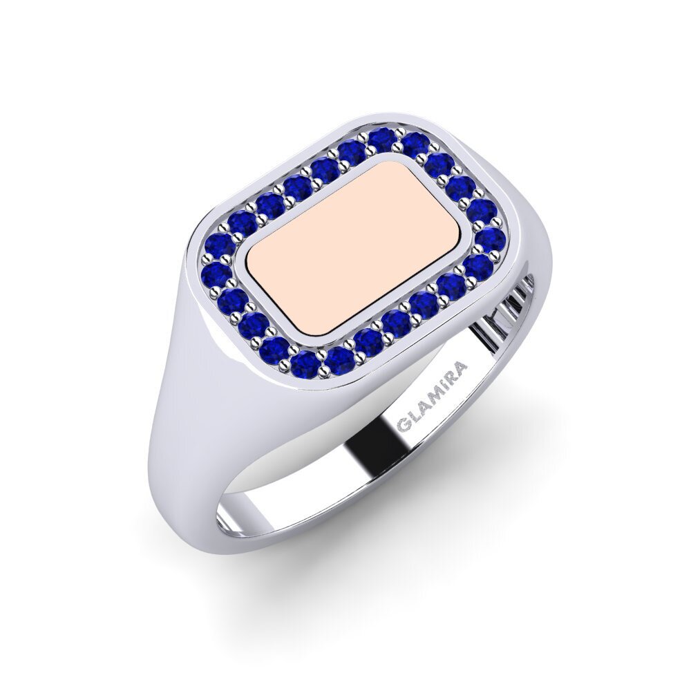 14ct White & Rose Gold Sapphire Men's Ring Rockon
