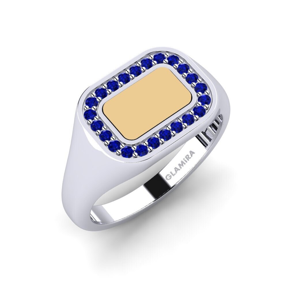 14ct White & Yellow Gold Sapphire Men's Ring Rockon