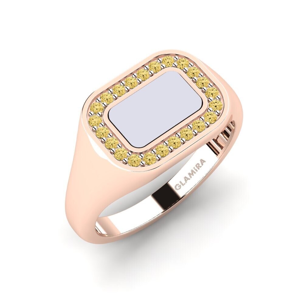 14ct Rose & White Gold Yellow Diamond Men's Ring Rockon