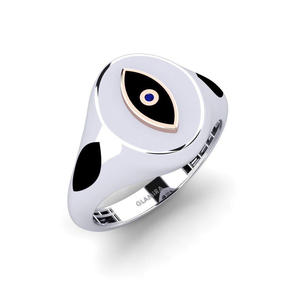 14ct White & Rose Gold Sapphire Men's Ring Rundroca