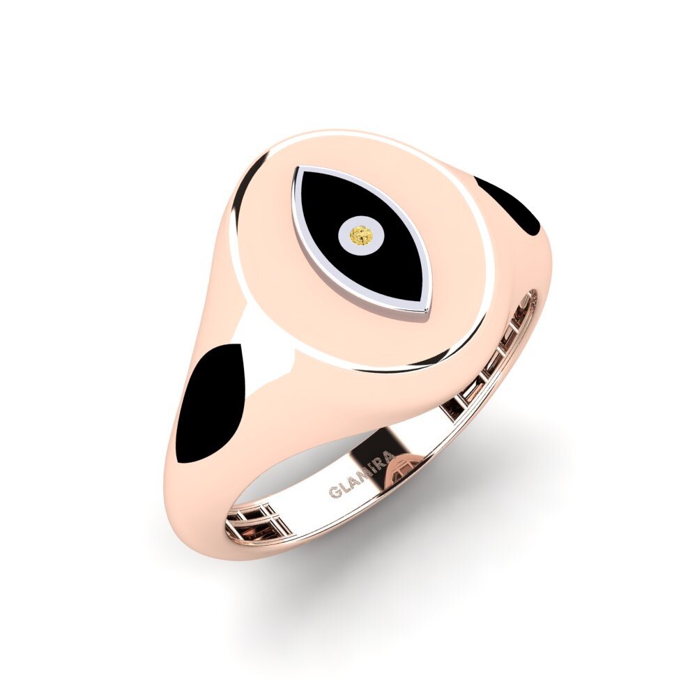 14ct Rose & White Gold Yellow Diamond Men's Ring Rundroca