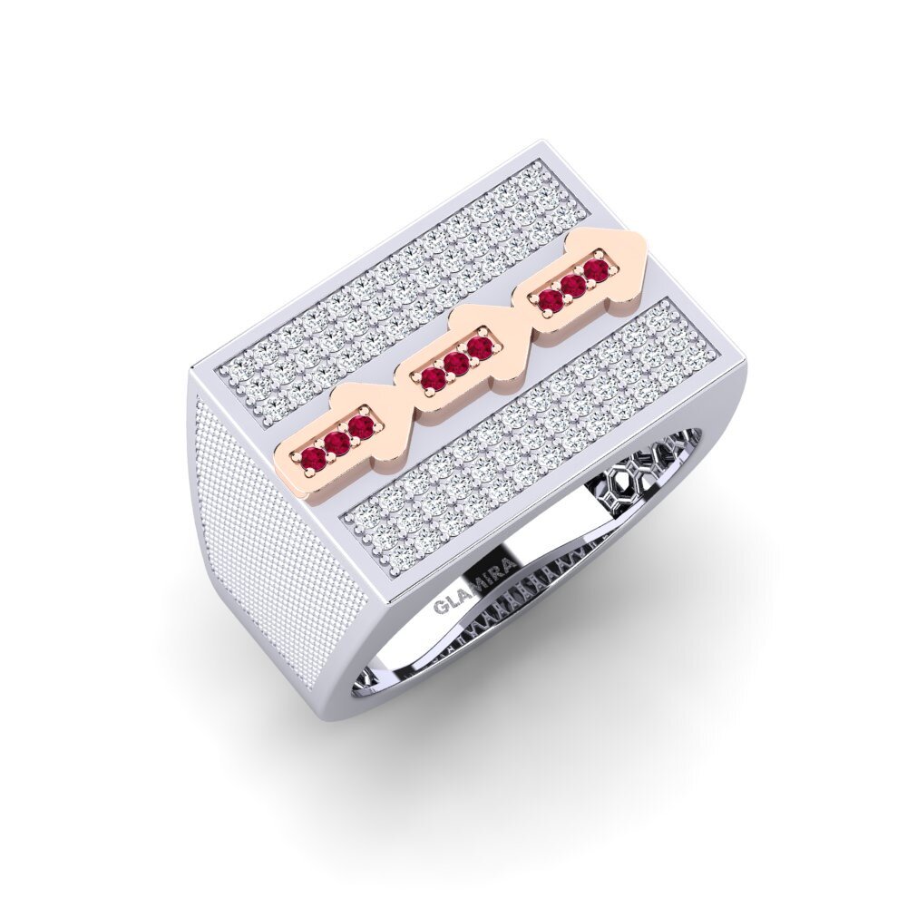 14ct White & Rose Gold Ruby Men's Ring Swise