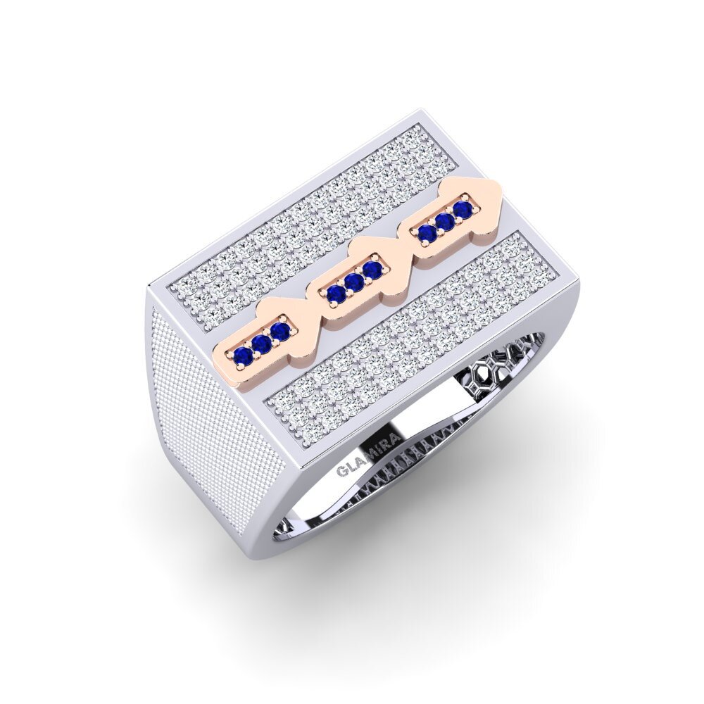 14ct White & Rose Gold Sapphire Men's Ring Swise