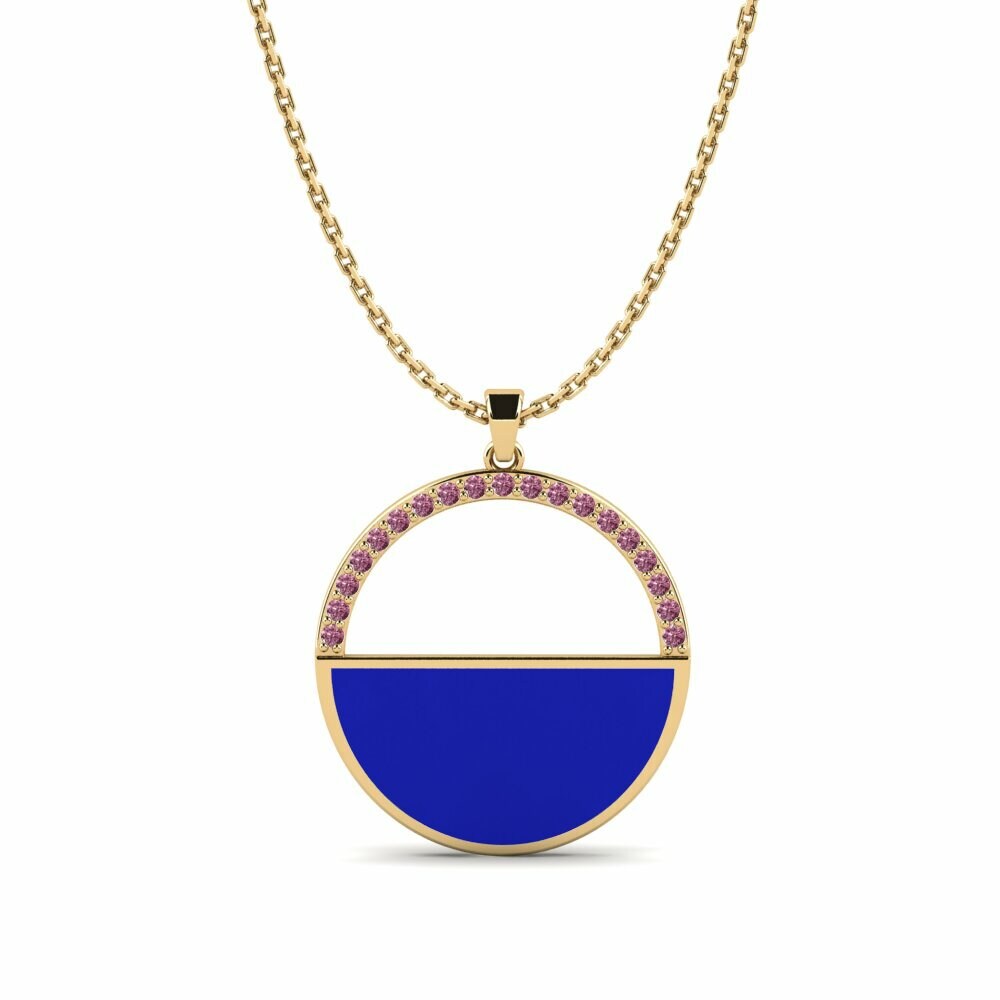 Vàng 9K Đá Rhodolite Mặt dây chuyền nữ Fisha
