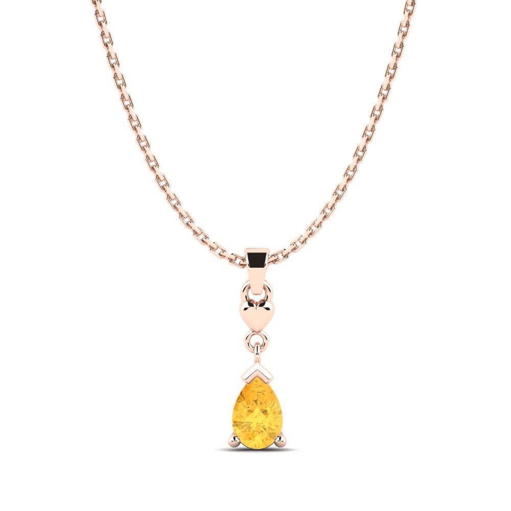 14k Oro Rosa Citrino Colgante de Mujer Kalret