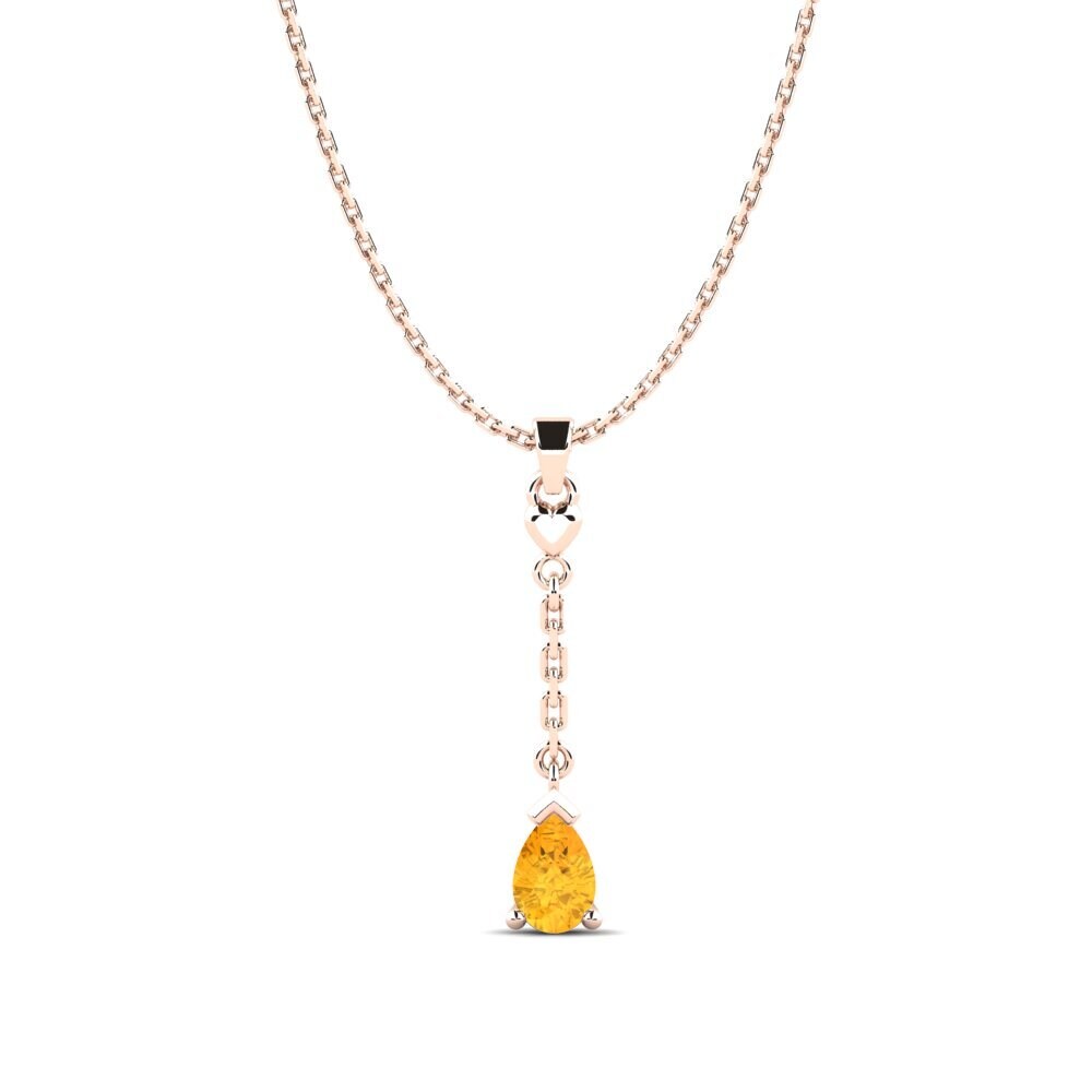 14k Oro Rosa Citrino Colgante de Mujer Lortey