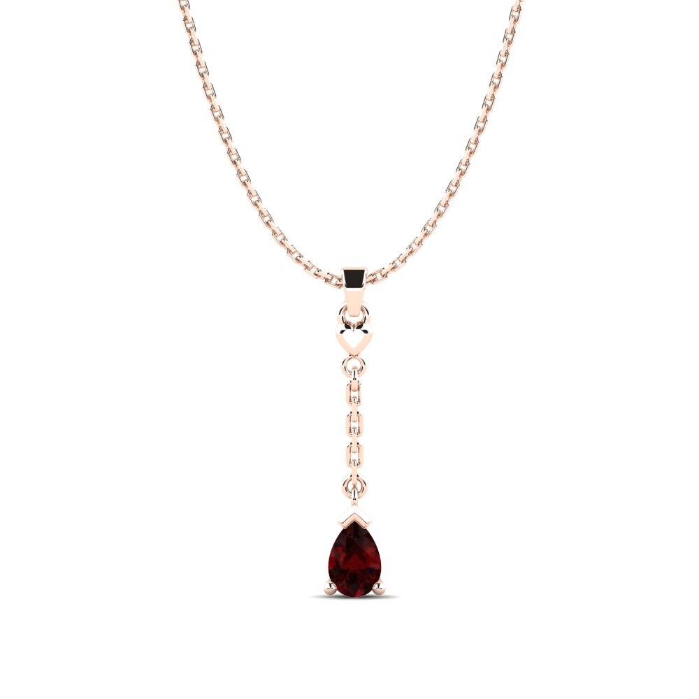14k Oro Rosa Granate Colgante de Mujer Lortey
