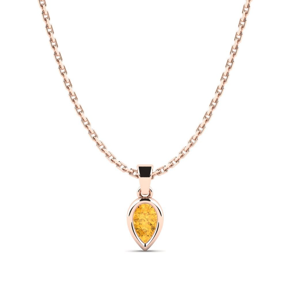 14k Oro Rosa Citrino Colgante de Mujer Risol