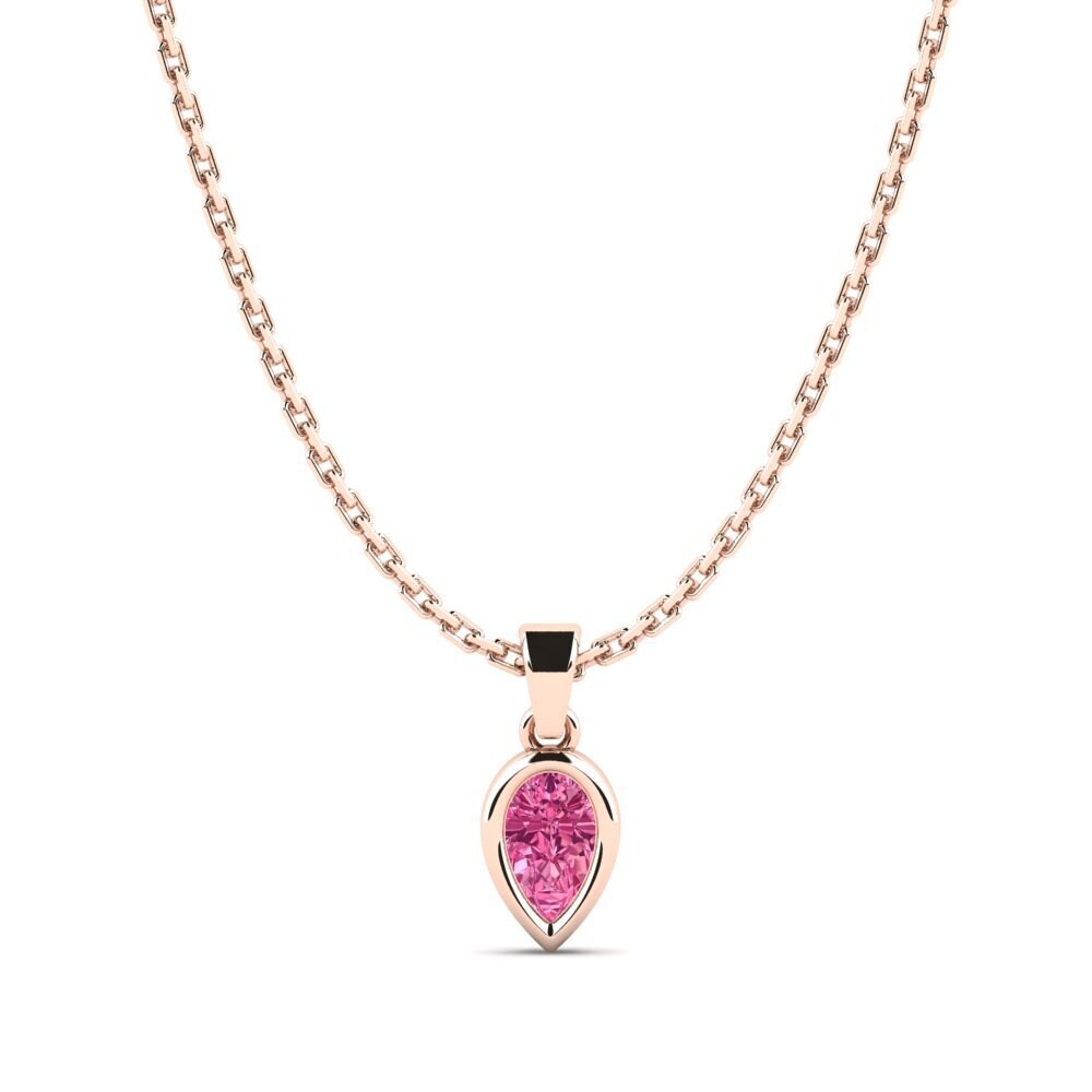 9k Oro Rosa Turmalina rosa Colgante de Mujer Risol