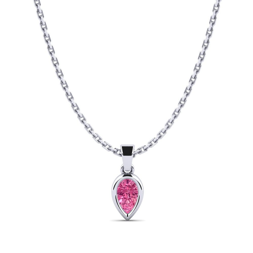 Platino 950 Turmalina rosa Colgante de Mujer Risol