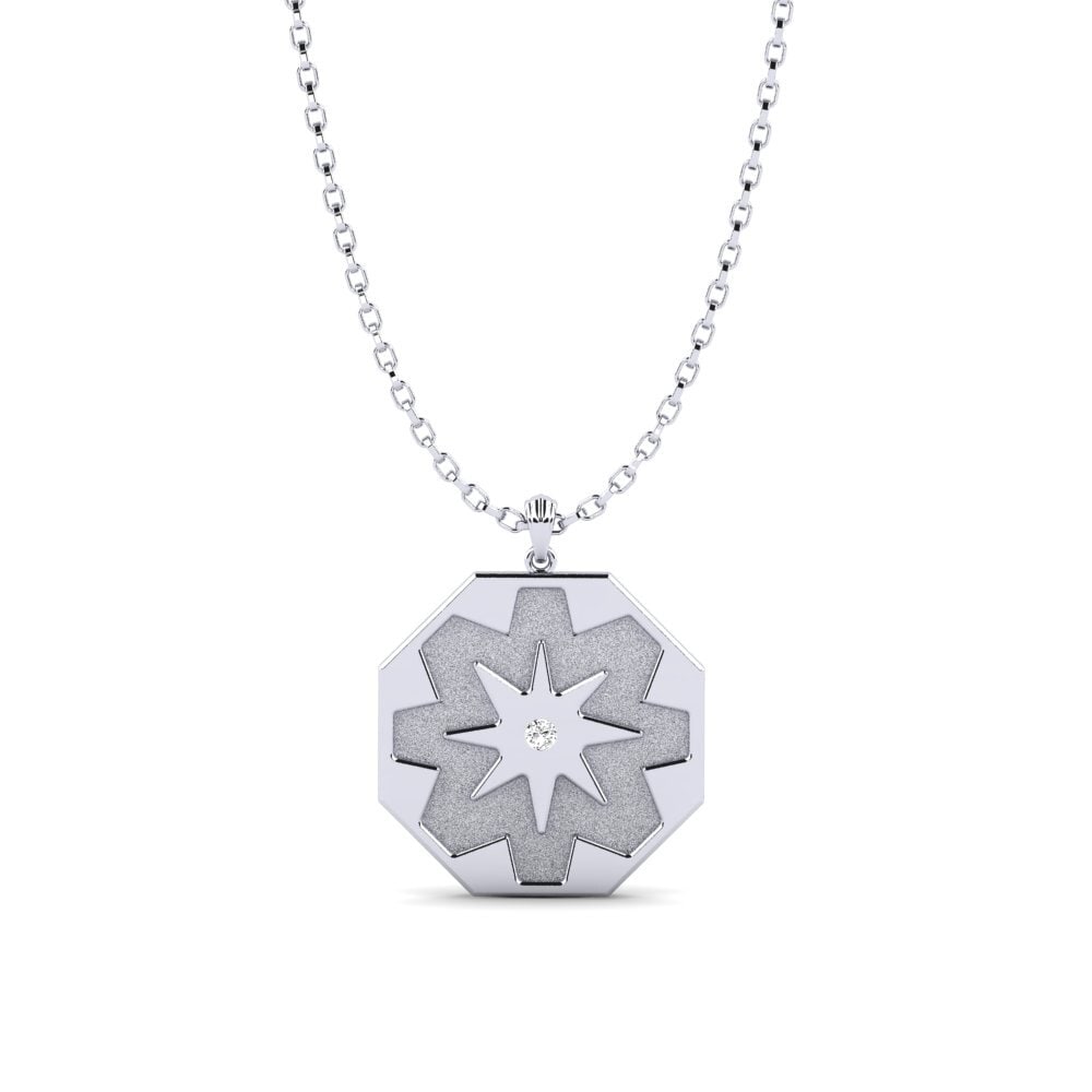 14ct White Gold Moissanite Men's Pendant Bodod