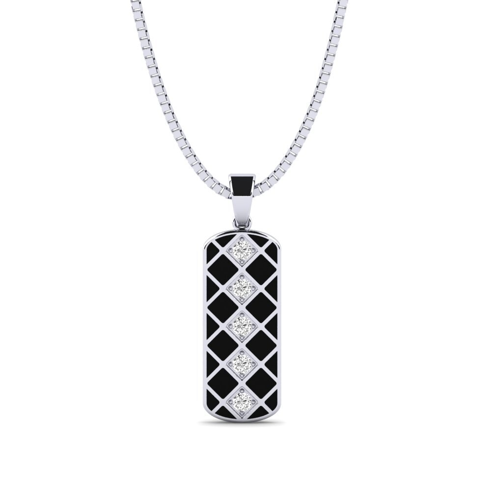 14ct White Gold Moissanite Men's Pendant Cwini