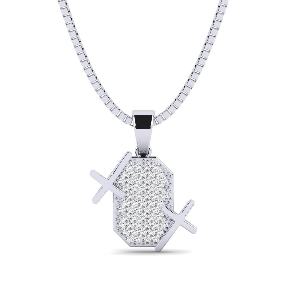 14ct White Gold Moissanite Men's Pendant Dgende