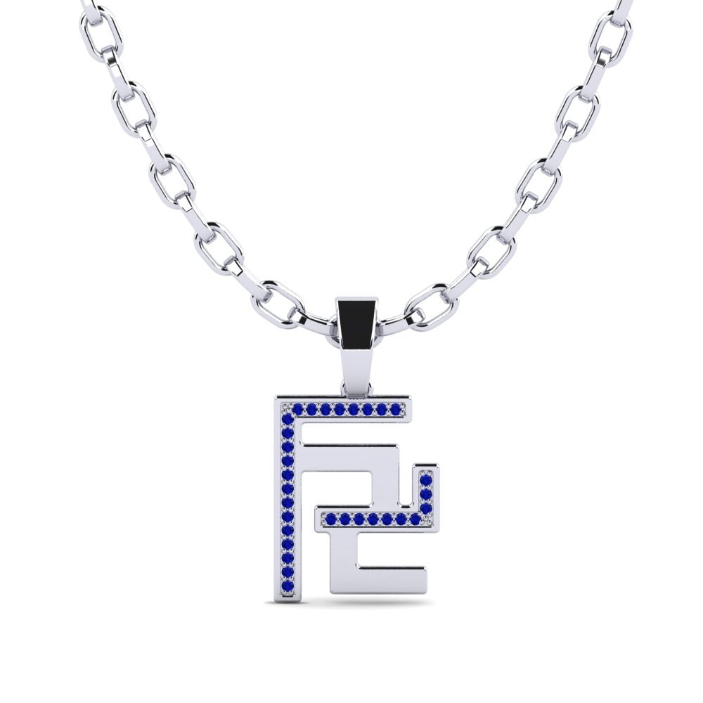 Platine 950 Saphir Pendentif pour homme Dufra