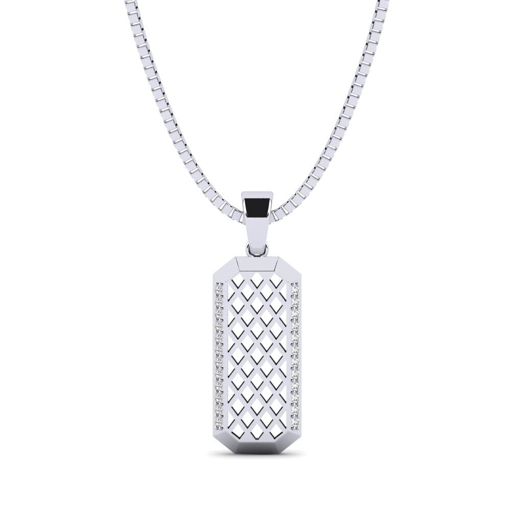 14ct White Gold Moissanite Men's Pendant Kvag