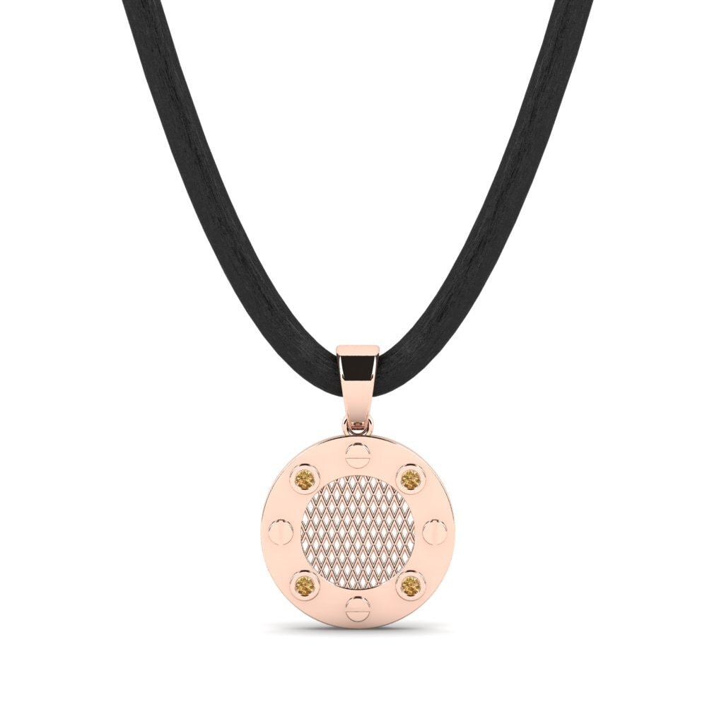 Rotgold 585 Brauner Diamant Herren-Anhänger Minuscule