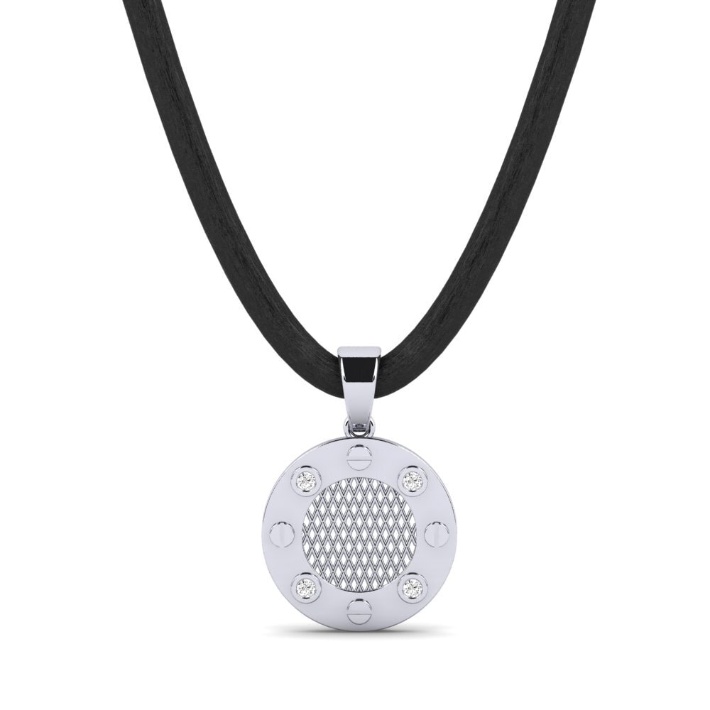 14ct White Gold Moissanite Men's Pendant Minuscule