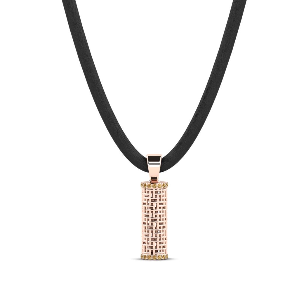 Rotgold 585 Brauner Diamant Herren-Anhänger Mioche