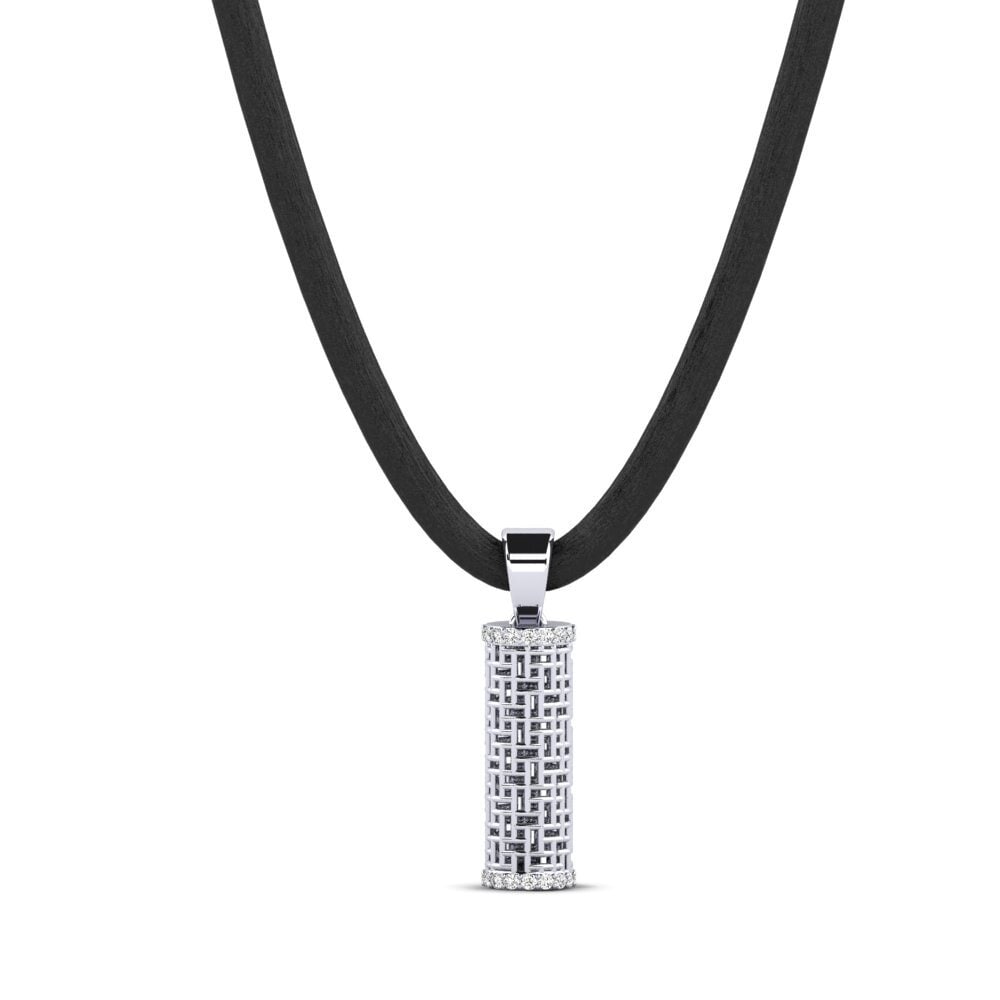 14ct White Gold Moissanite Men's Pendant Mioche