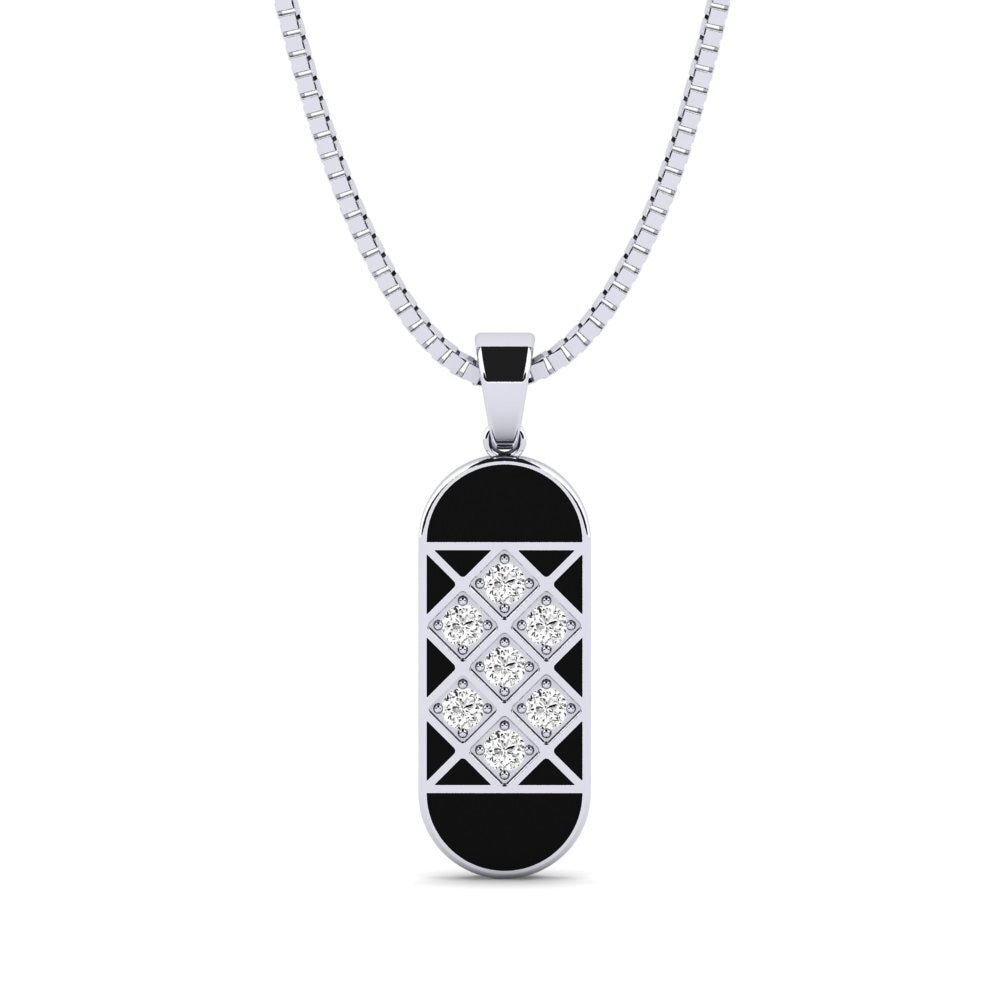 14ct White Gold Moissanite Men's Pendant Nipi