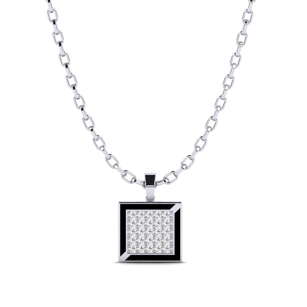 14ct White Gold Moissanite Men's Pendant Nocturne