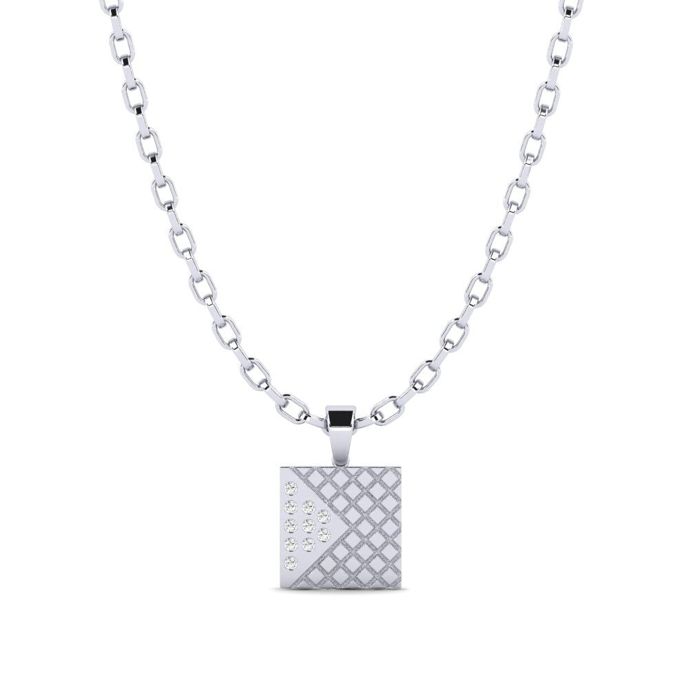 14ct White Gold Moissanite Men's Pendant Odised