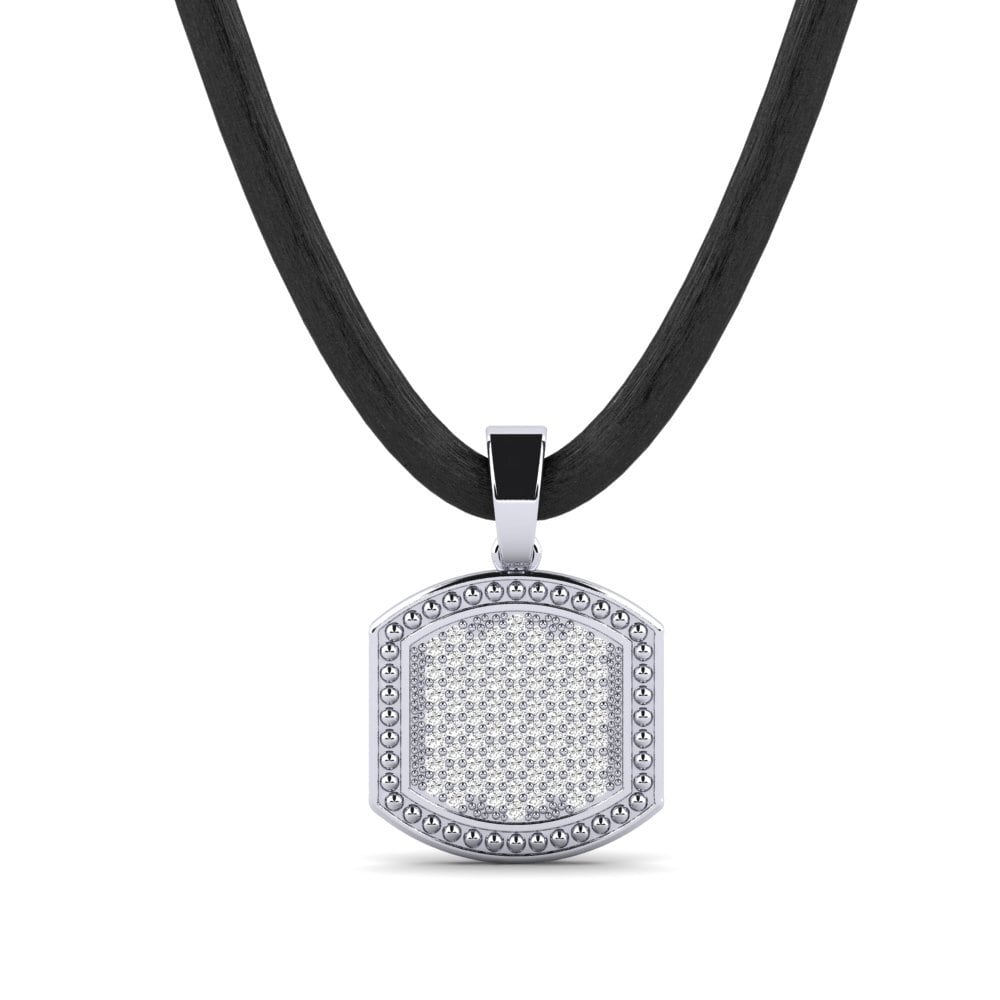 14ct White Gold Moissanite Men's Pendant Patissier