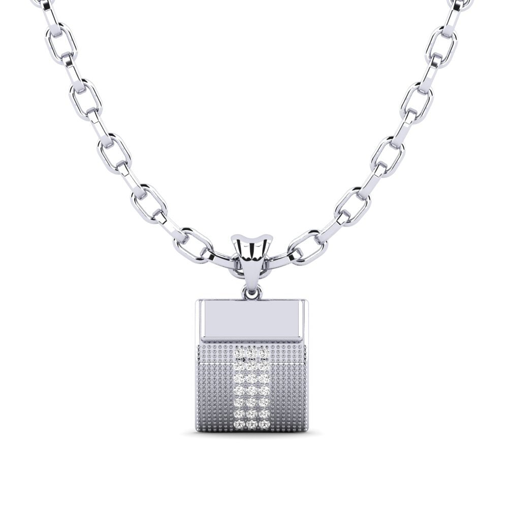14ct White Gold Moissanite Men's Pendant Pitaliat