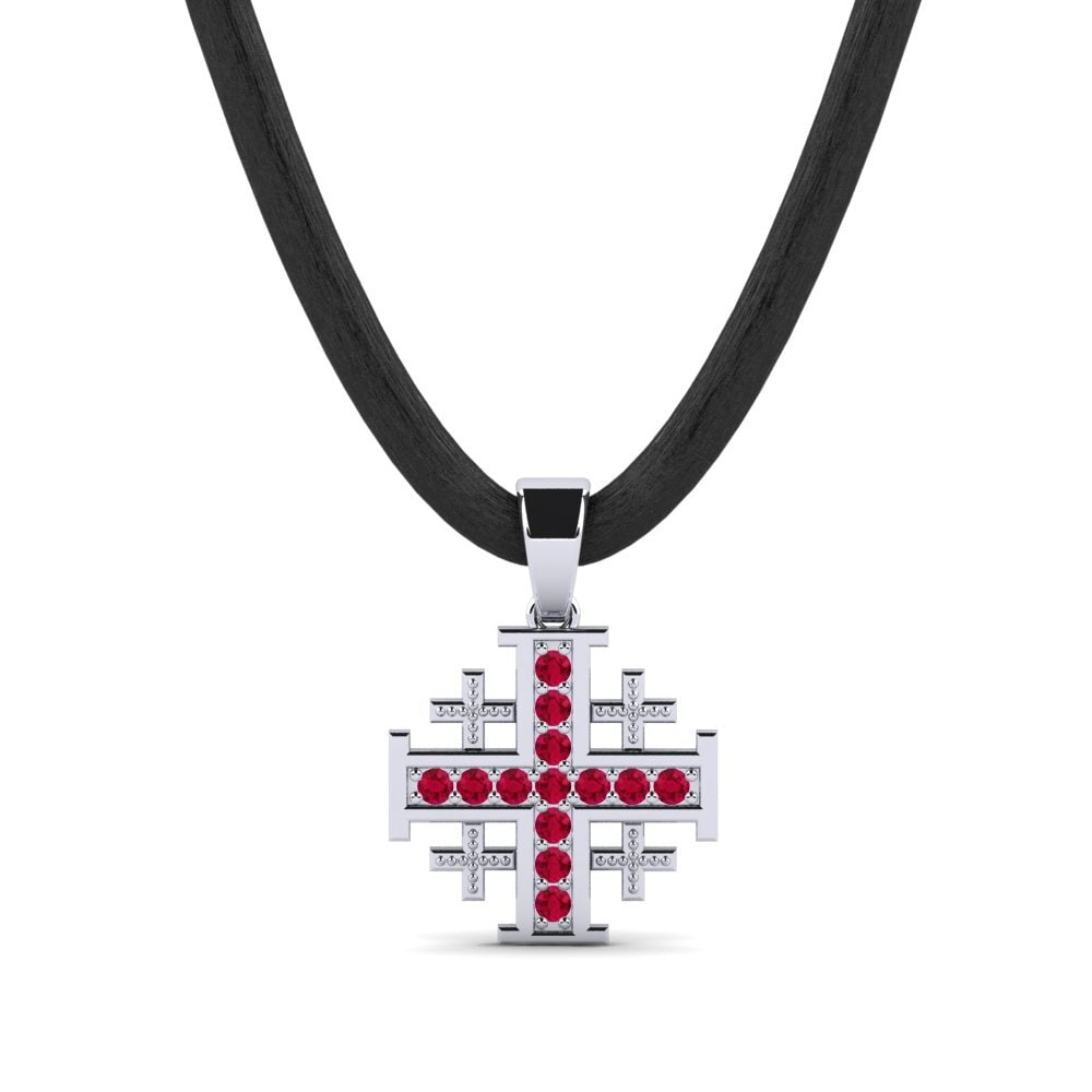 Argent Blanc Rubis Pendentif pour homme Plado