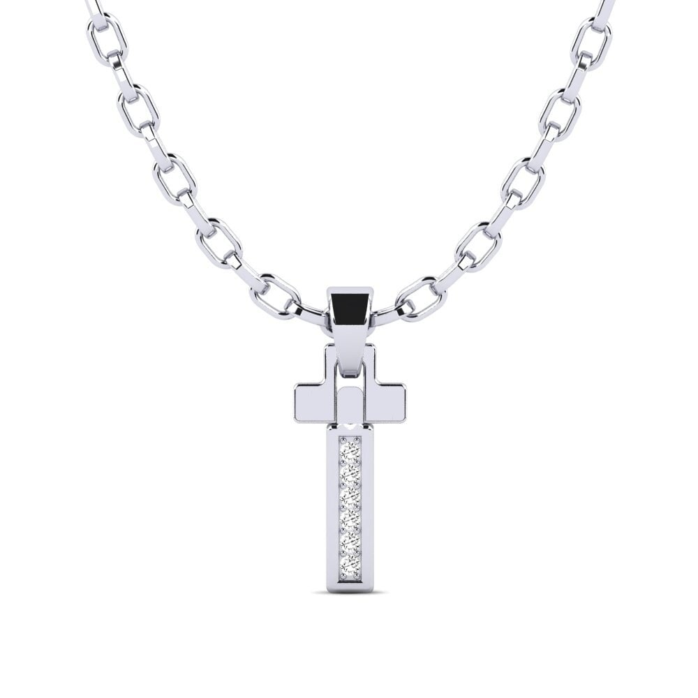 14ct White Gold Moissanite Men's Pendant Plancton