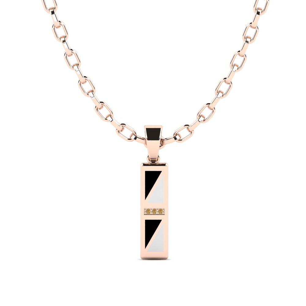 Rotgold 585 Brauner Diamant Herren-Anhänger Plides