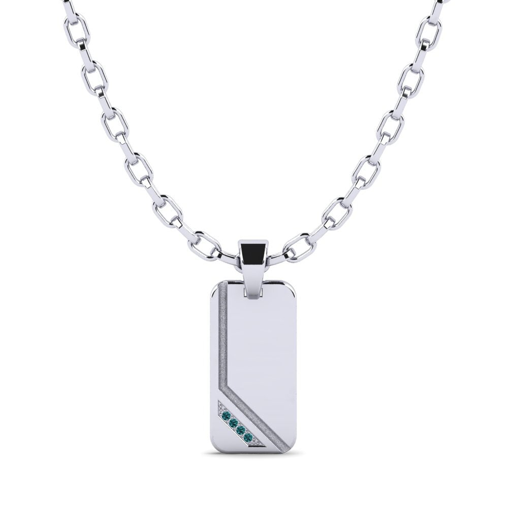 14ct White Gold Blue Diamond Men's Pendant Quinconcele