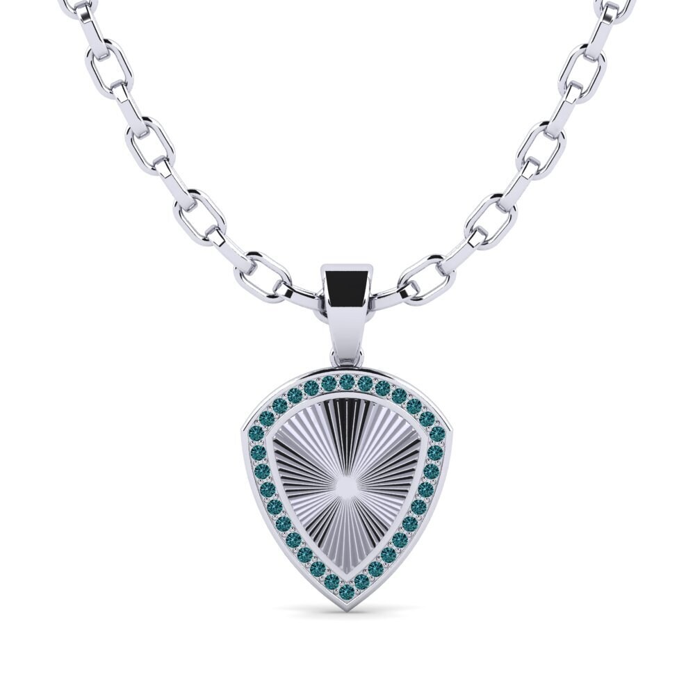 Platine 950 Diamant Bleu Pendentif pour homme Robe