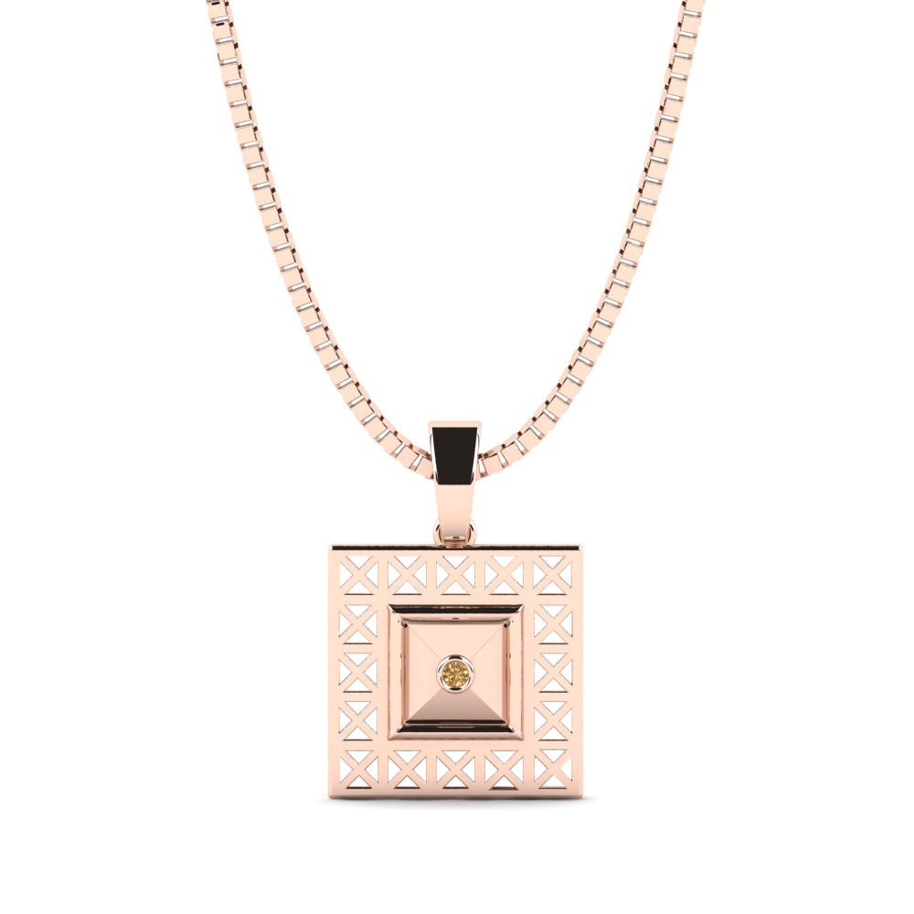 Rotgold 585 Brauner Diamant Herren-Anhänger Rubbyle