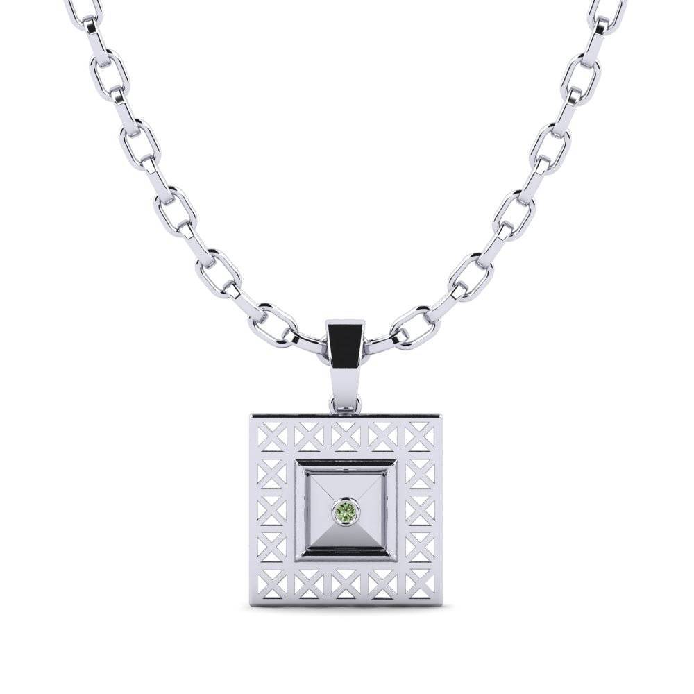 Argent Blanc Diamant Vert Pendentif pour homme Rubbyle