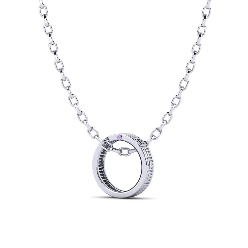 14ct White Gold Amethyst Men's Pendant Suffler