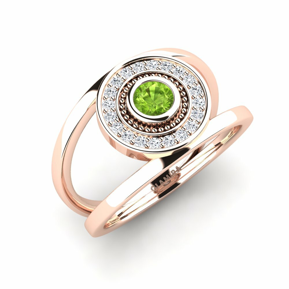 18K Rood Goud Rond Peridoot Ringen Ebea