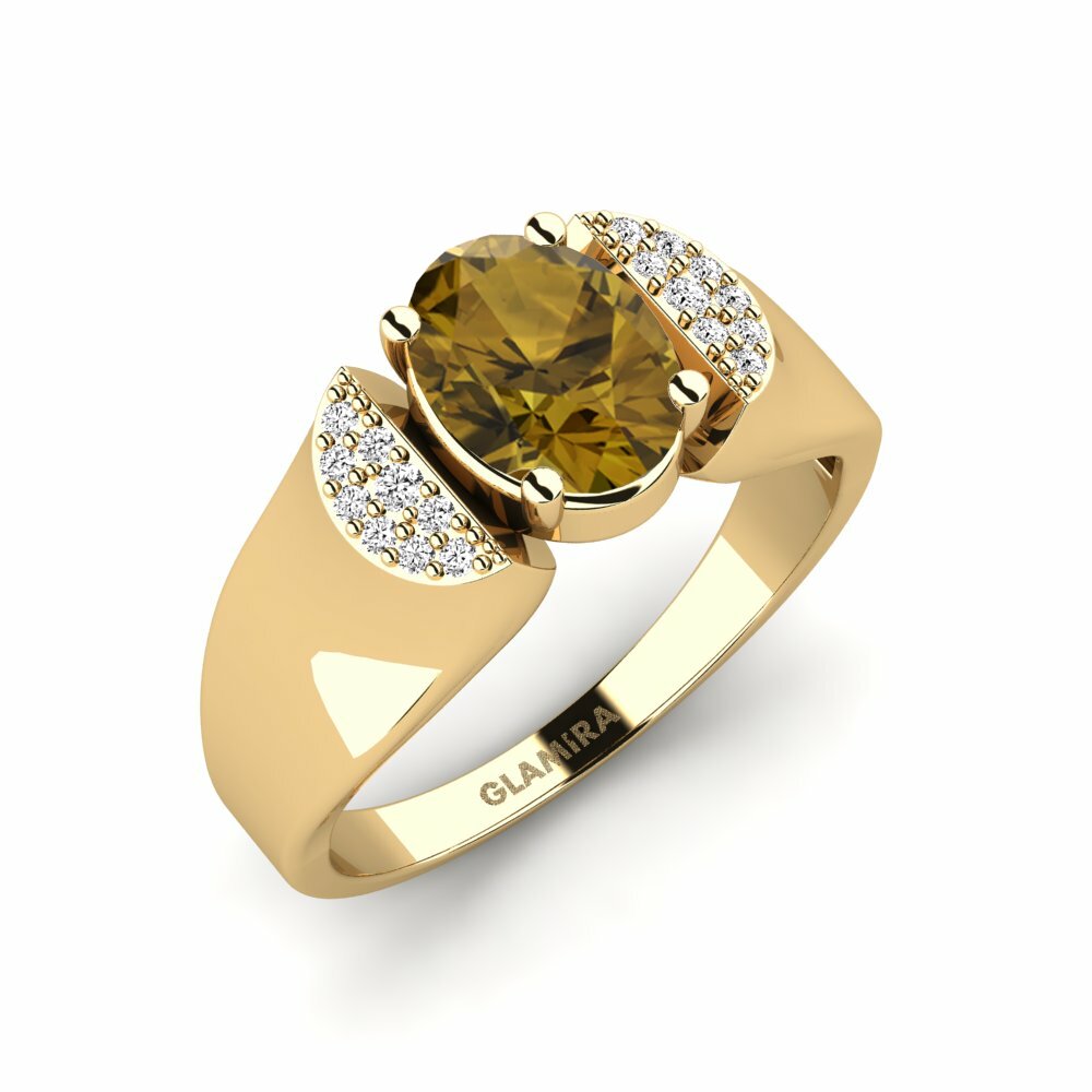 Or Jaune 18k Zircon Brun Bague Marylyn