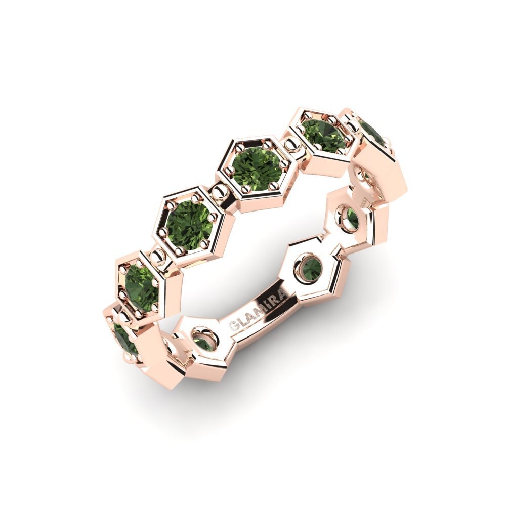 Or rose 14k Saphir vert Bague Runtert