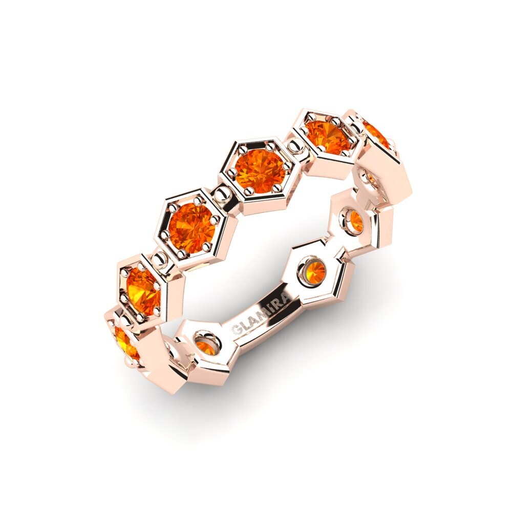 Or rose 14k Saphir orange Bague Runtert