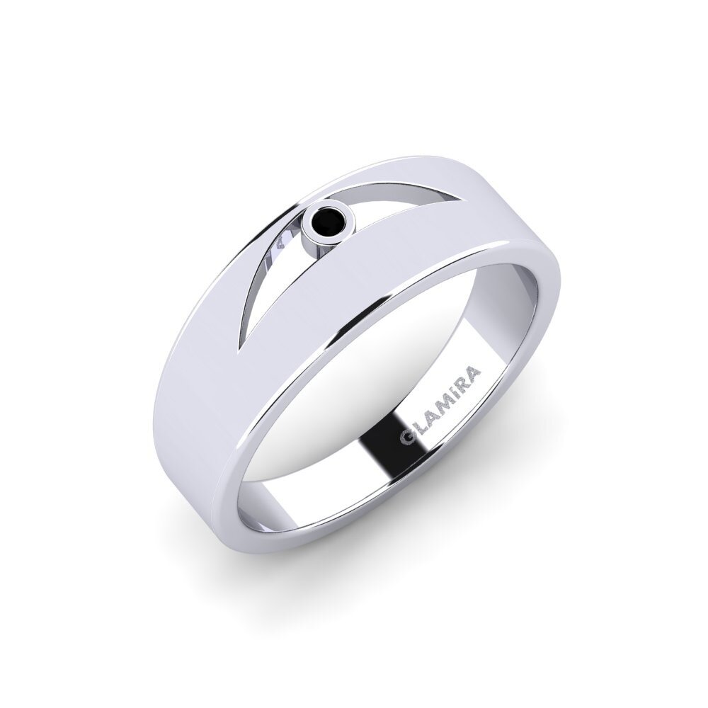 Argent Blanc Diamant Noir Bague de fiançailles Tamist