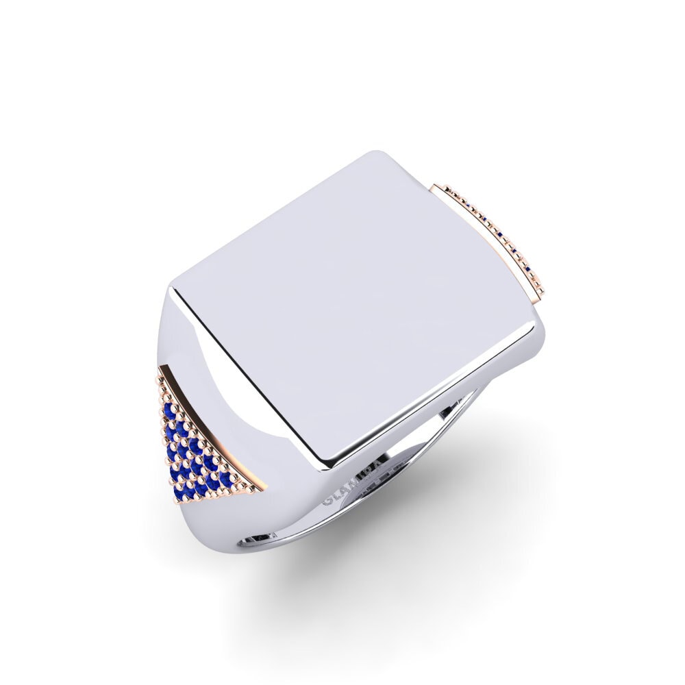 14ct White & Rose Gold Sapphire Men's Ring Malti