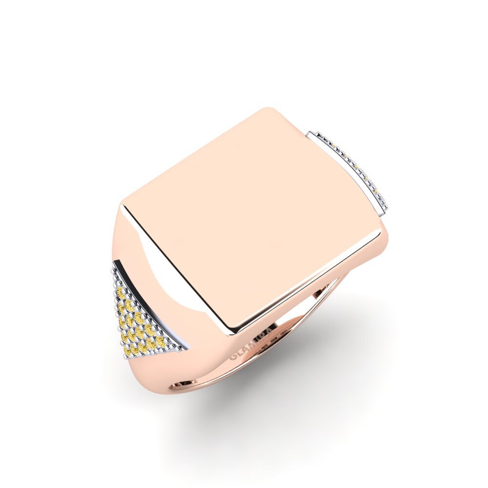 14ct Rose & White Gold Yellow Diamond Men's Ring Malti