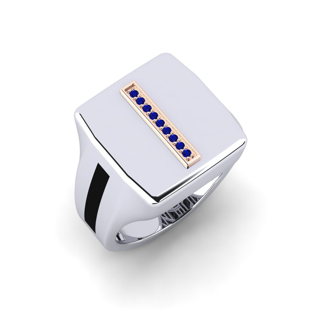 14ct White & Rose Gold Sapphire Men's Ring Myablea