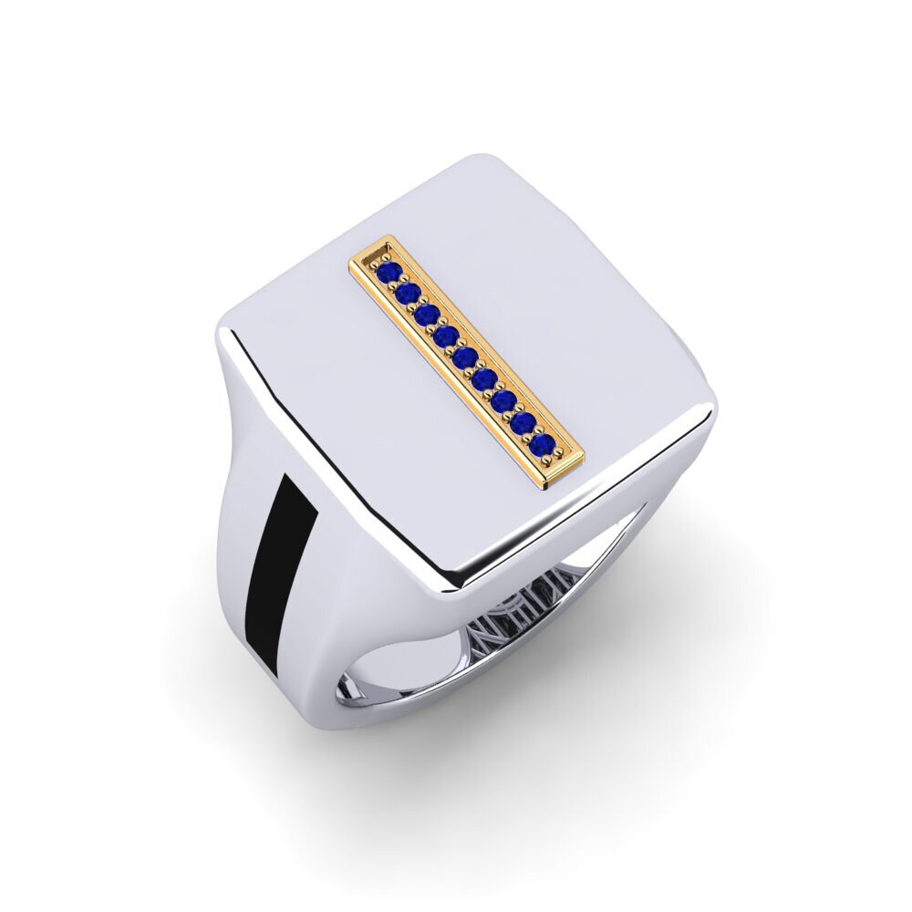 14ct White & Yellow Gold Sapphire Men's Ring Myablea